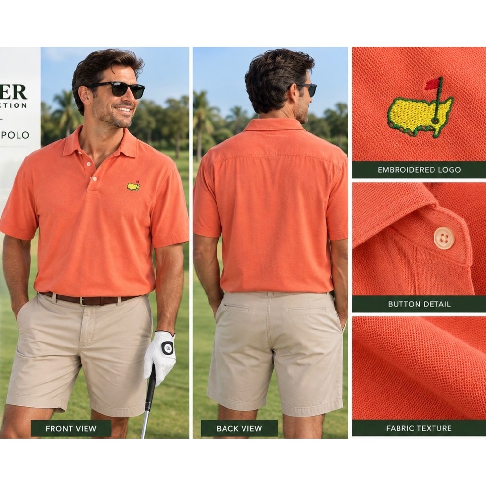 Masters Collection Golf Polo Shirt Mens XL Orange Mercerized Cotton Embroidered